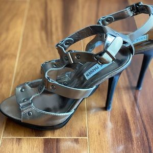 Steve Madden pewter high heel sandals